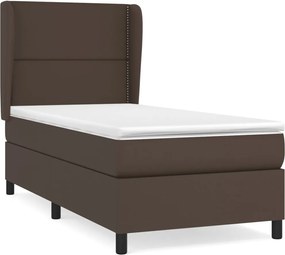vidaXL Κρεβάτι Boxspring με Στρώμα Καφέ 90x200 εκ. από Συνθετικό Δέρμα