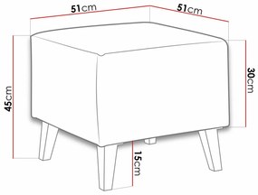 Σκαμπό σαλονιού Providence D126, Γκρι, 45x51x51cm, 11 kg, Ταπισερί, Πόδια: Πλαστική ύλη | Epipla1.gr