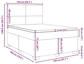 Κρεβάτι Boxspring με Στρώμα Μαύρο 140x190 εκ. Βελούδινο - Μαύρο