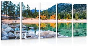 Λίμνη με εικόνα 5 μερών σε όμορφη φύση - 200x100