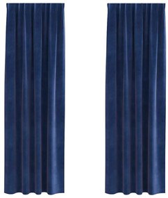 vidaXL Κουρτίνες με κουρτίνες 2 pcs Σκούρο Μπλε 140 x 245 cm Βελούδο