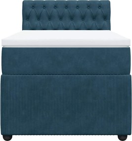 vidaXL Κρεβάτι Boxspring με Στρώμα Μπλε 80 x 200 εκ. Βελούδινο
