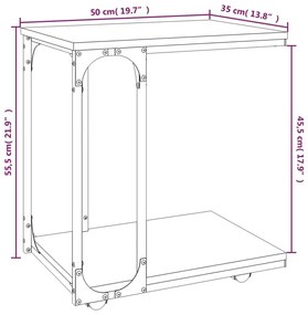 Βοηθητικό Τραπέζι με Ρόδες Sonoma Δρυς 50x35x55,5εκ. Επεξ. Ξύλο - Καφέ