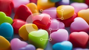 Intra Συλλεκτικό Ξύλινο Παζλ Plywood 4mm - Πολύχρωμες καραμέλες σε σχήμα καρδιάς από κοντά Σε Ξύλινο Κουτί - Διαστάσεις Puzzle: 10x10 cm – 25 κομμάτια