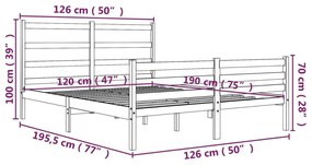 Πλαίσιο Κρεβατιού Λευκό 120x190 εκ Μασίφ Πεύκο Small Double - Λευκό