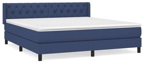 Κρεβάτι Boxspring με Στρώμα Μπλε 160x200 εκ. Υφασμάτινο - Μπλε