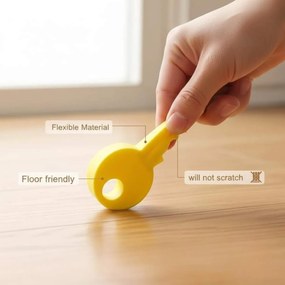 Σφήνα Πόρτας από Εύκαμπτο Πλαστικό 10x4x2cm Σχήμα Κλειδί - Καφέ