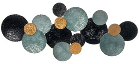 HOMCOM Διακόσμηση Τοίχου 3D με Κύκλους 121 cm x 4 cm x 53 cm Μέταλλο Μπλε + Μαύρο