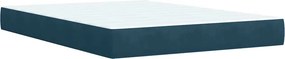 vidaXL Κρεβάτι Boxspring με Στρώμα Μπλε 140x190 εκ. Βελούδινο