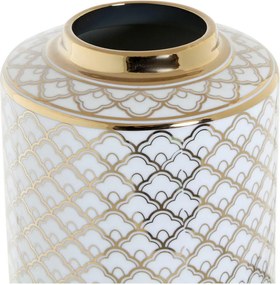 Βάζο DKD Home Decor 18 x 18 x 30,5 cm Πορσελάνη Χρυσό Λευκό