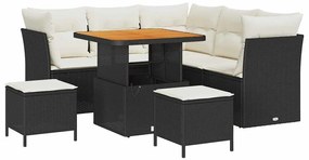 vidaXL Σετ Καναπέ Κήπου Ρυθμιζόμενο ύψος 8 pcs Μαύρο συνθετικό ρατάν