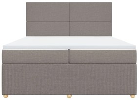 Κρεβάτι Boxspring με Στρώμα Taupe 200x200 εκ. Υφασμάτινο - Μπεζ-Γκρι