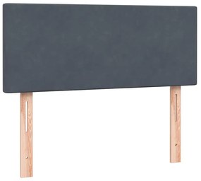 Κρεβάτι Boxspring με Στρώμα Σκούρο Γκρι 120x210 εκ. Βελούδινο - Γκρι