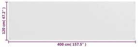 vidaXL Διαχωριστικό Βεράντας Λευκό 120 x 400 εκ. από HDPE