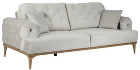 Καναπές τριθέσιος HARLEY με καπιτονέ μπράτσα και μαξιλάρια πλάτης, ύφασμα MIKRO 02 και ξύλινα πόδια - 783-5500