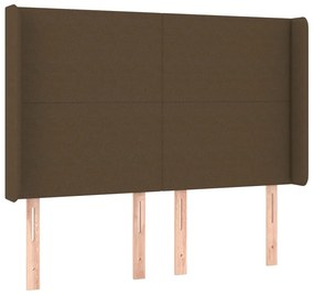 vidaXL Κρεβάτι Boxspring με Στρώμα &amp; LED Σκ.Καφέ 140x190εκ. Υφασμάτινο