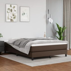 vidaXL Κρεβάτι Boxspring με Στρώμα Καφέ 140x200εκ. από Συνθετικό Δέρμα