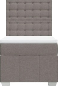 vidaXL Κρεβάτι Boxspring με Στρώμα Taupe 90x200 εκ. Υφασμάτινο