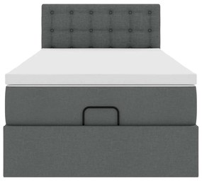 vidaXL Οθωμανικό κρεβάτι με στρώμα σκούρο γκρι 90x190cm ύφασμα