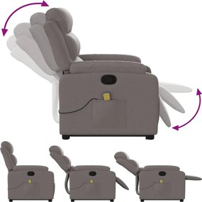 vidaXL Πολυθρόνα Μασάζ Ανακλινόμενη με Ανύψωση Taupe Υφασμάτινη