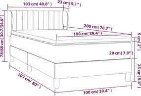 vidaXL Κρεβάτι Boxspring με Στρώμα Μαύρο 100 x 200 εκ. Υφασμάτινο