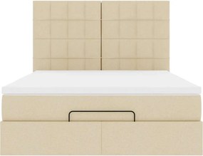 vidaXL Οθωμανικό κρεβάτι με στρώμα Cream 140x190cm ύφασμα