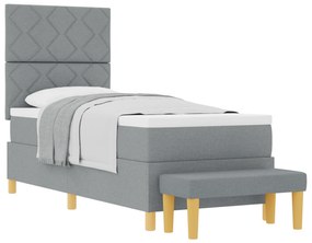 vidaXL Κρεβάτι με ελατήριο & πάγκο Ανοιχτό Γκρι 80x200 εκ. Υφασμάτινο