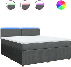 vidaXL Κρεβάτι Boxspring με Στρώμα Σκούρο Γκρι 180x200 εκ Υφασμάτιν