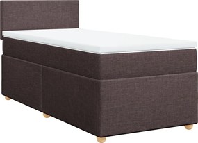 vidaXL Κρεβάτι Boxspring με Στρώμα Σκούρο Καφέ 100x200 εκ. Υφασμάτινο