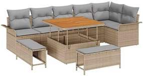 vidaXL Σετ Καναπέ Κήπου 9 pcs Μπεζ συνθετικό ρατάν