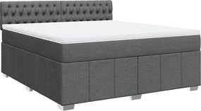 vidaXL Κρεβάτι Boxspring με Στρώμα Σκούρο Γκρι 180x200 εκ Υφασμάτιν