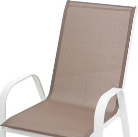 Πολυθρόνα κήπου Calan pakoworld μέταλλο λευκό-textilene καφέ