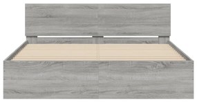 vidaXL Πλαίσιο Κρεβατιού με Κεφαλάρι Γκρι Sonoma 140x190 εκ.