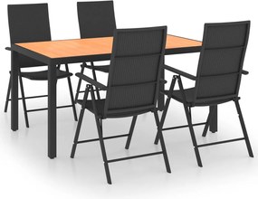 vidaXL Σετ Τραπεζαρίας Κήπου 5 Τεμαχίων Μαύρο και Καφέ