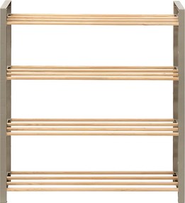 Παπουτσοθήκη ξύλινη - πλαστική χρώμα φυσικό - μπεζ 66x20x68εκ.