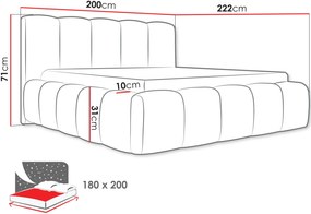 Επενδυμένο κρεβάτι Kevson-Prasino-180 x 200
