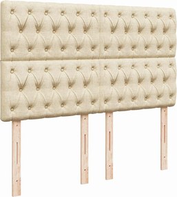 vidaXL Κρεβάτι Boxspring με Στρώμα Κρεμ 140x200 εκ. Υφασμάτινο