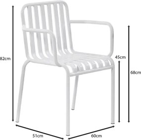 MODIAL Πολυθρόνα Μέταλλο Βαφή Άσπρο   6τμχ