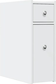 vidaXL Ντουλάπι Μπάνιου Στενό με Ροδάκια Λευκό Επεξ. Ξύλο