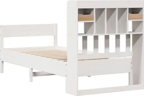 vidaXL Κρεβάτι Βιβλιοθήκη Χωρίς Στρώμα Λευκό 75x190 εκ Μασίφ Πεύκο