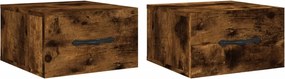 vidaXL Κομοδίνα Επιτοίχια 2 τεμ. Καπνιστή Δρυς 35x35x20 εκ.