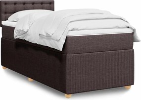 vidaXL Κρεβάτι Boxspring με Στρώμα Σκούρο Καφέ 100x200 εκ. Υφασμάτινο