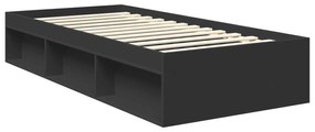 vidaXL Σκελετός Κρεβατιού Μαύρο 90 x 200 cm Στερεά ξυλεία πεύκου