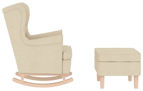 vidaXL Πολυθρόνα Κουνιστή Κρεμ Υφασμάτινη με Υποπόδιο