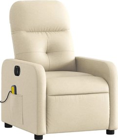 vidaXL Πολυθρόνα Μασάζ Ανακλινόμενη Ηλεκτρική Κρεμ Υφασμάτινη