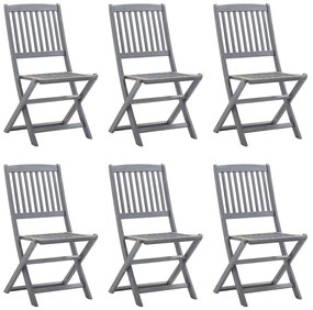 Καρέκλες Κήπου Πτυσσόμενες 6 τεμ. από Μασίφ Ξύλο Ακακίας - Γκρι