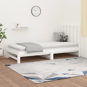 3108318 vidaXL Καναπές Κρεβάτι Συρόμενος Λευκός 2x(90x200) εκ. Μασίφ Πεύκο Λευκό, 1 Τεμάχιο