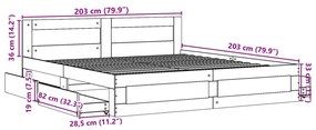 Πλαίσιο Κρεβατιού με Κεφαλάρι Γκρι Σκυρ. 200x200 εκ. Επεξ. Ξύλο - Γκρι