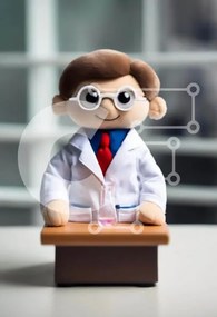 Intra Συλλεκτικό Ξύλινο Παζλ Plywood  4mm - Stuffed Scientist σε εργαστηριακό περιβάλλον Σε Ξύλινο Κουτί - Διαστάσεις Puzzle: 10x10 cm – 25 κομμάτια