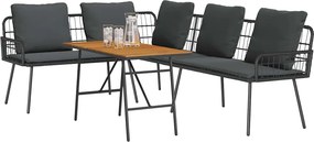 vidaXL Σετ Καναπέ Κήπου 2 pcs Μαύρο συνθετικό ρατάν